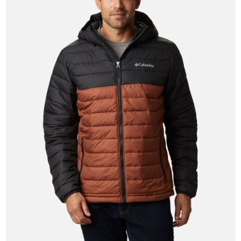 Columbia Powder Lite Hooded Insulated, Chamarras Negros Para Hombre | 592348-OIW